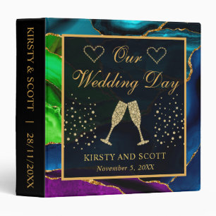 Elegant Peacock Agate Wedding Photo Album 3 Ring Binder