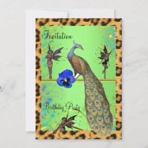 Elegant Peacock and Fairies Invitation