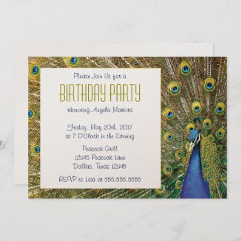 Elegant Peacock And Feathers Blue Green Party Invitation by Charmalot at Zazzle