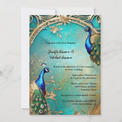 Elegant peacock and feathers vintage elegant chic invitation