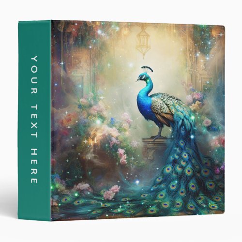 Elegant Peacock and Flowers 3 Ring Binder