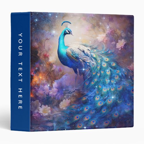 Elegant Peacock and Flowers 3 Ring Binder