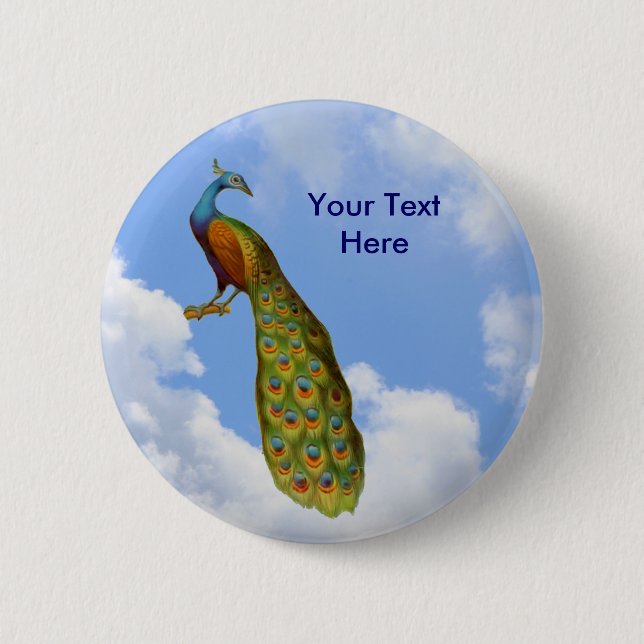 Elegant Peacock Animal Button (Front)