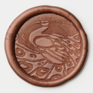 ELEGANT PEACOCK Art Deco Wax Seal Sticker