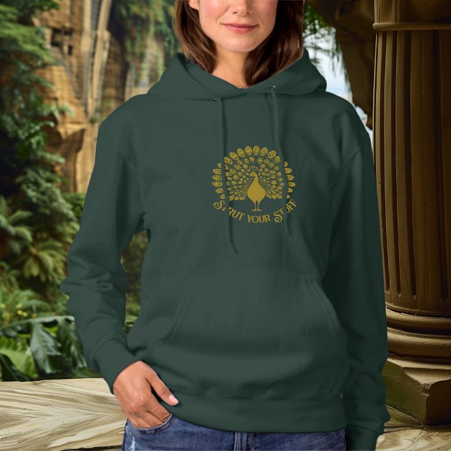 Elegant Peacock Art Nouveau Statement Graphic  Hoodie (Creator Uploaded)