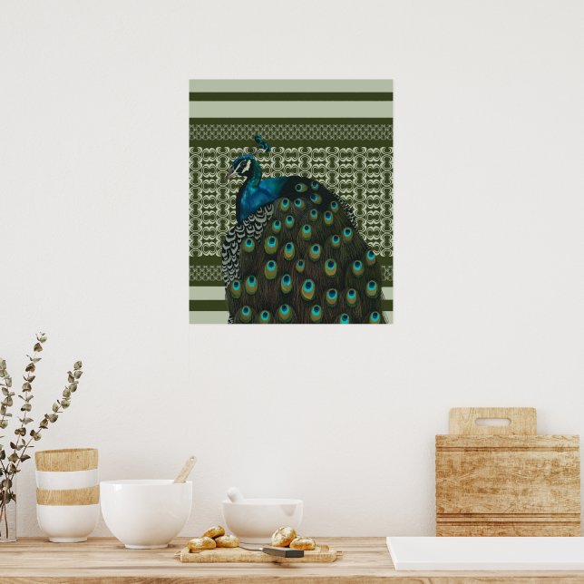 Elegant Peacock Bird Bird Lovers Poster (Kitchen)