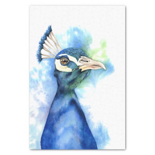 Elegant Peacock Bird Watercolor Painting Tissue Paper