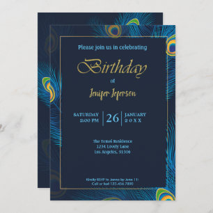 Elegant Peacock Birthday Invitation