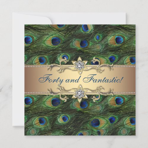 Elegant Peacock 40th Birthday Party Personalized Invitation