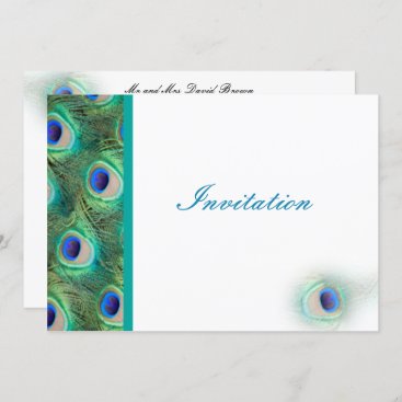 elegant peacock blue wedding invitation