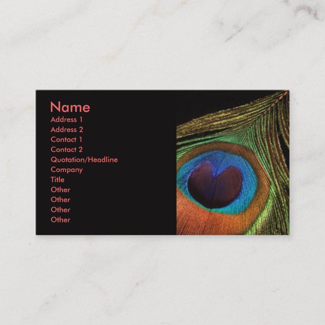 Elegant Peacock Business Card (Front)