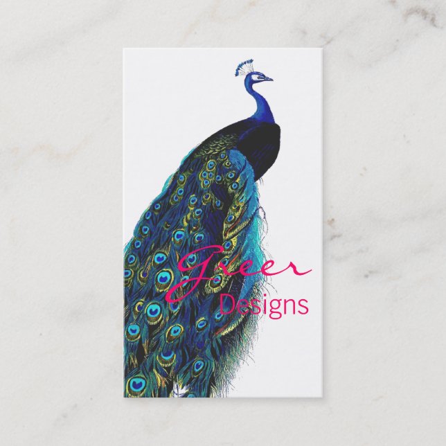 Elegant Peacock Business Card (Front)