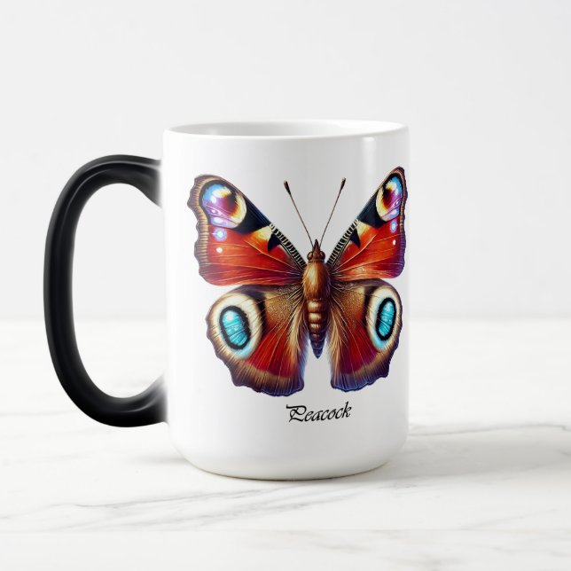 Elegant Peacock Butterfly Wrap  Color Morph Mug (Left)