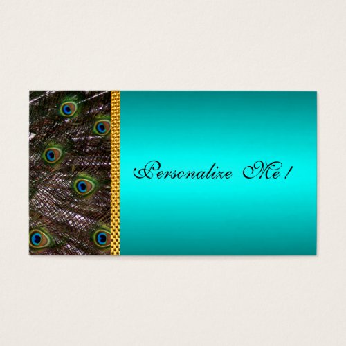 Elegant Peacock Card Save the Date Mint Green Cool Business Cards