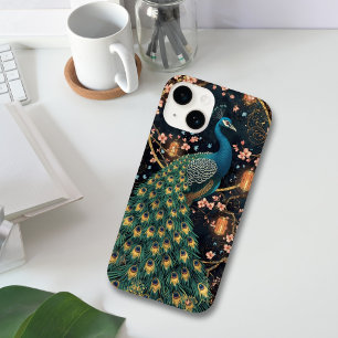 Elegant Peacock Cherry Blossom Art Case-Mate iPhone 14 Case