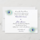 elegant peacock cobalt blue wedding invitation (Back)