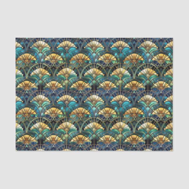 Elegant Peacock Color Stained Glass Decoupage Tissue Paper (Front)