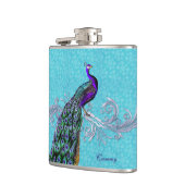 Elegant Peacock Custom Flask (Left)