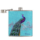 Elegant Peacock Custom Flask