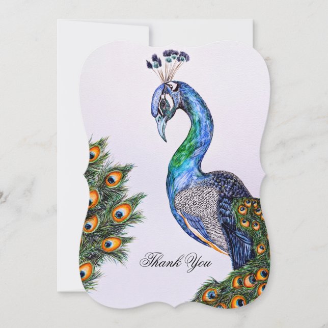 Elegant Peacock Custom Greeting Card (Front)