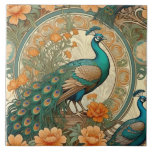 Elegant Peacock Decorative Ceramic Tile