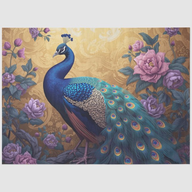 Elegant Peacock Decoupage  Tissue Paper (Front)