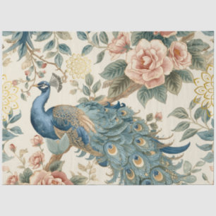 Elegant Peacock Decoupage Tissue Paper