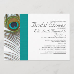 Elegant Peacock Feather Bridal Shower Invitations
