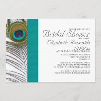 Elegant Peacock Feather Bridal Shower Invitations by topinvitations at Zazzle