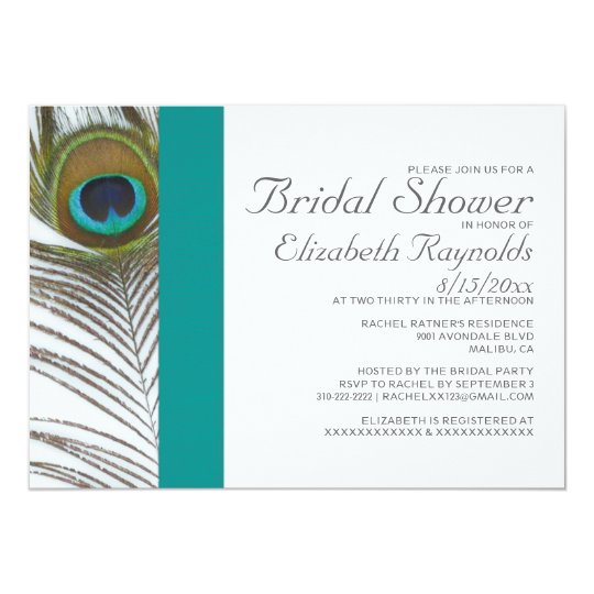 Elegant Peacock Feather Bridal Shower Invitations Zazzle Com Peacock Bridal Shower Invitations Templates