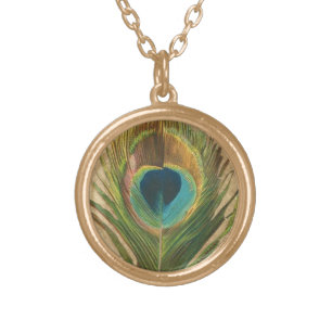 Elegant Peacock Feather Gold Plated Necklace