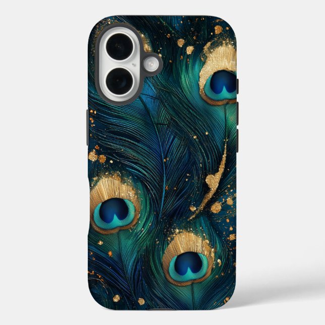 Elegant Peacock Feather Luxe Phone Case (Back)