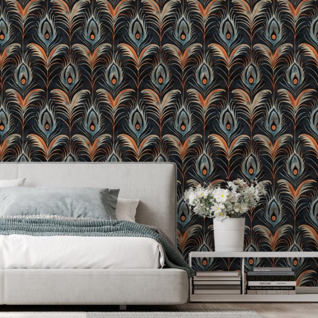 Elegant Peacock Feather Pattern Removable Wallpaper (Creator Uploaded)