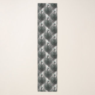 Elegant Peacock Feather Teal Eyes Pattern Scarf