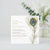 Elegant Peacock Feather Vintage Bridal Shower Invitation (Standing Front)