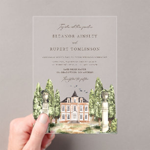 Elegant Peacock Feather Vintage Wedding Acrylic Invitations