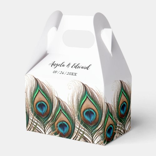 Elegant Peacock Feather Wedding Favor Box