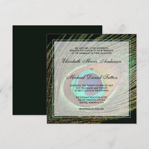 Elegant Peacock Feather Wedding Invitations