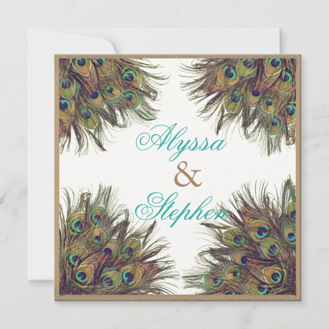 Elegant Peacock Feather Wedding Invitation 2 (Front)