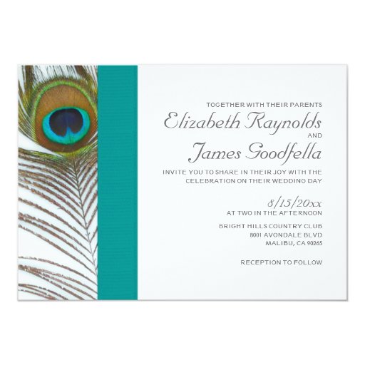 Elegant Peacock Feather Wedding Invitations | Zazzle