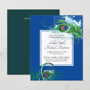 Elegant PEACOCK FEATHER Wedding Invite BUDGET