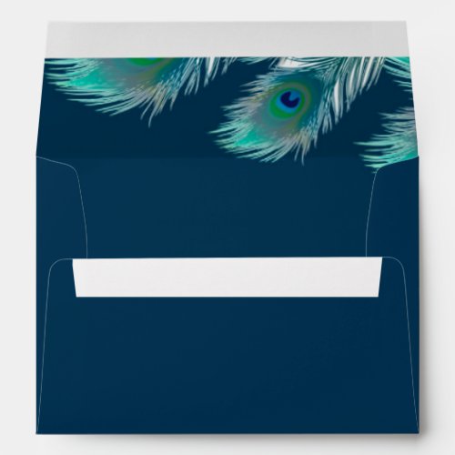 Elegant Peacock Feathers and Gold Wedding Envelope