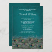Elegant Peacock Feathers Bridal Shower Invitation (Front/Back)