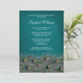 Elegant Peacock Feathers Bridal Shower Invitation (Standing Front)