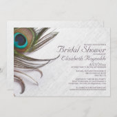 Elegant Peacock Feathers Bridal Shower Invitations (Front/Back)