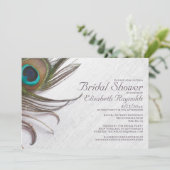 Elegant Peacock Feathers Bridal Shower Invitations (Standing Front)