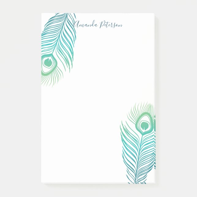 Elegant Peacock Feathers Notes (Front)