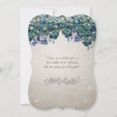 Elegant Peacock Feathers Teal Blue Green Turquoise Invitation (Back)
