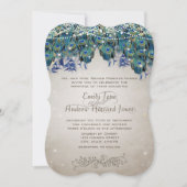 Elegant Peacock Feathers Teal Blue Green Turquoise Invitation (Front)