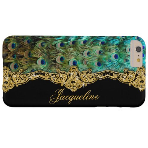 Elegant Peacock Feathers Vintage Baroque Rococo Barely There iPhone 6 Plus Case